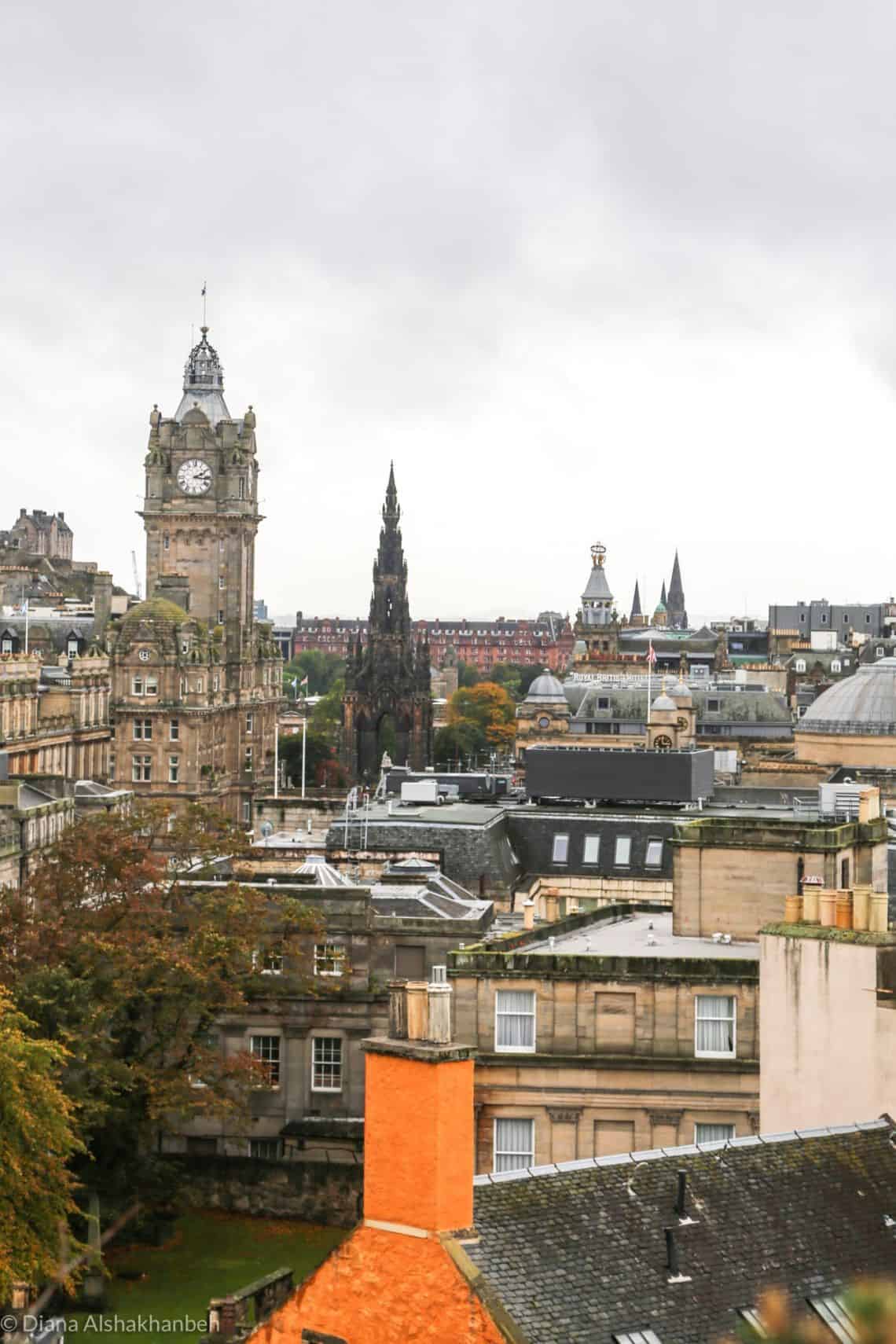 Views of Edinburgh, including a clock tower